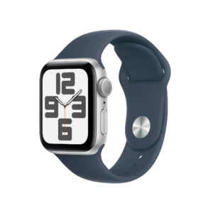 Apple Watch SE (2nd Gen) [GPS 40mm] Smartwatch with Silver Aluminum Case and Storm Blue Sport Band